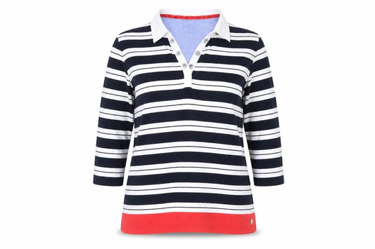 Womens UK Size 14 Maine New England Multicoloured Jersey Polo