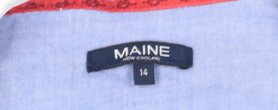 Womens UK Size 14 Maine New England Multicoloured Jersey Polo