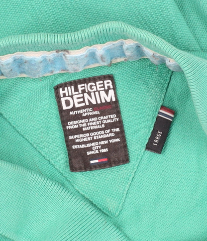 Hilfiger Denim Men's Green Polo - L, Short Sleeve, Casual