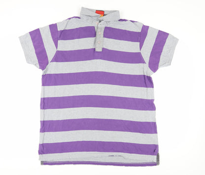 SoulCal Men's Purple Striped Polo Shirt 2XL