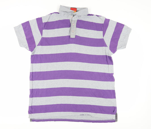 SoulCal Men's Purple Striped Polo Shirt 2XL