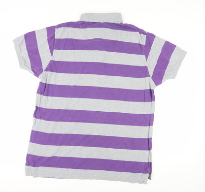 SoulCal Men's Purple Striped Polo Shirt 2XL