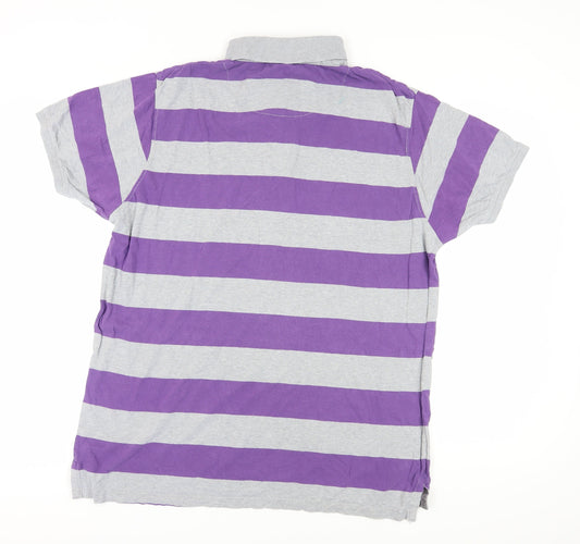 SoulCal Men's Purple Striped Polo Shirt 2XL