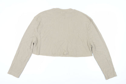 Womens UK Size 14 COLLUSION Beige Cropped T-Shirt
