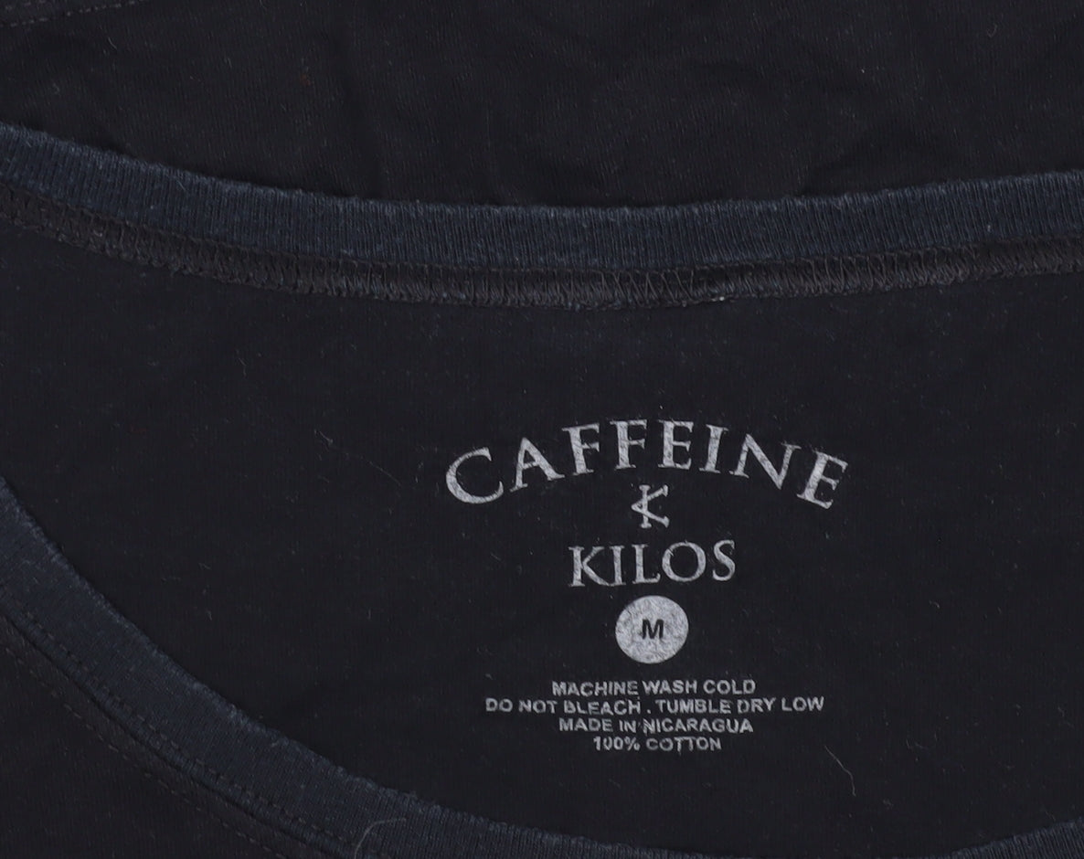 Caffeine & Kilos Unisex Black Cropped T-Shirt M