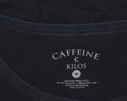 Caffeine & Kilos Unisex Black Cropped T-Shirt M