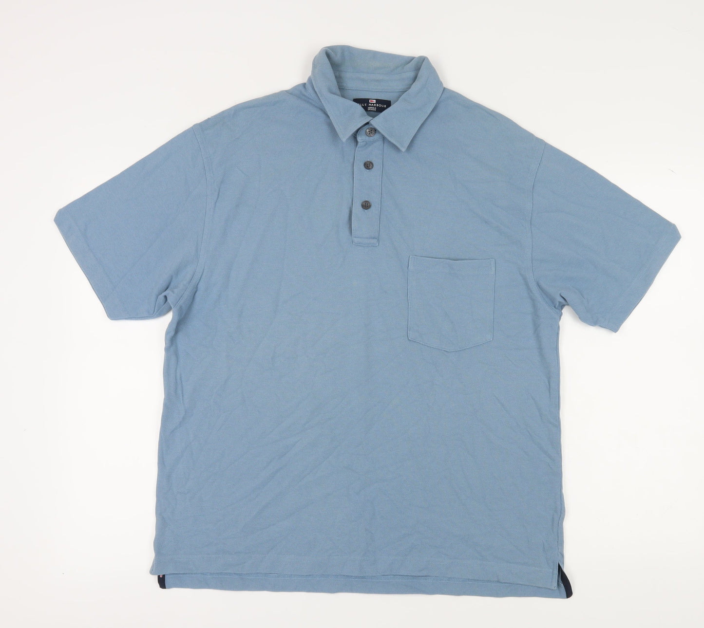 Marks and Spencer Men's Blue Polo Medium Short Sleeve