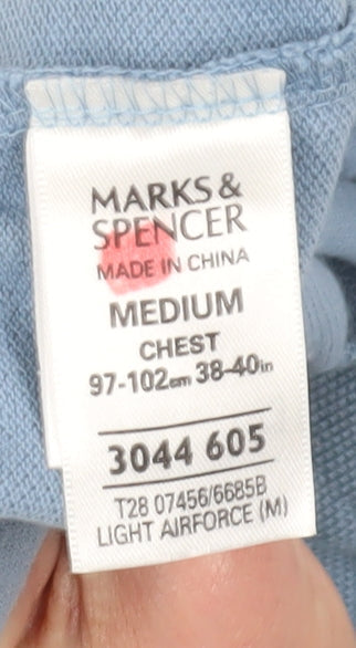 Marks and Spencer Men's Blue Polo Medium Short Sleeve