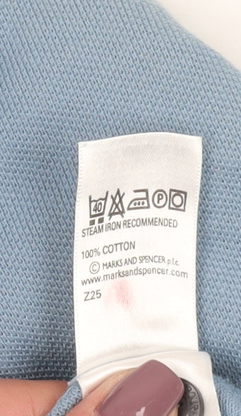 Marks and Spencer Men's Blue Polo Medium Short Sleeve