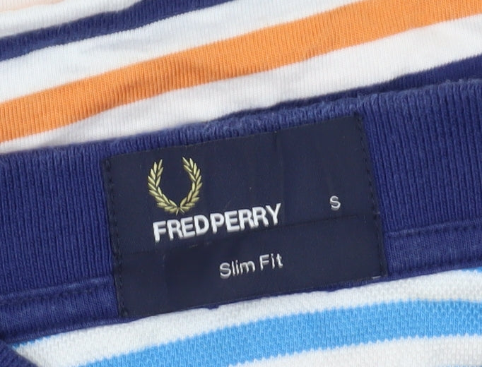Fred Perry Men's Multicoloured Striped Polo Shirt S Slim Fit