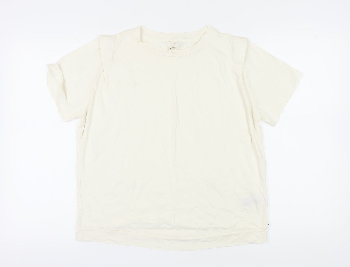 Womens UK Size M Ted Baker Ivory Basic T-Shirt