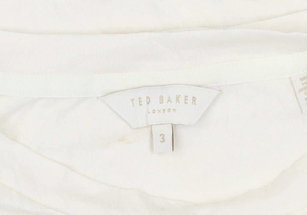 Womens UK Size M Ted Baker Ivory Basic T-Shirt
