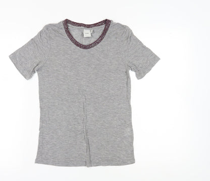 Womens UK Size S ICHI Grey Basic T-Shirt