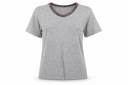Womens UK Size S ICHI Grey Basic T-Shirt