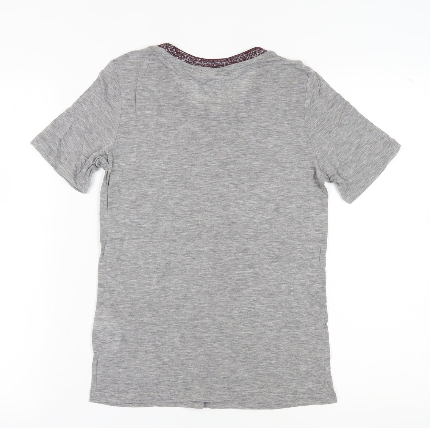 Womens UK Size S ICHI Grey Basic T-Shirt