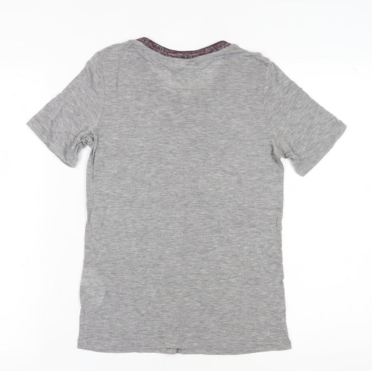 Womens UK Size S ICHI Grey Basic T-Shirt