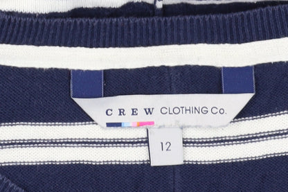 Crew Clothing Women's Blue Striped V-Neck Shift Dress Size 12