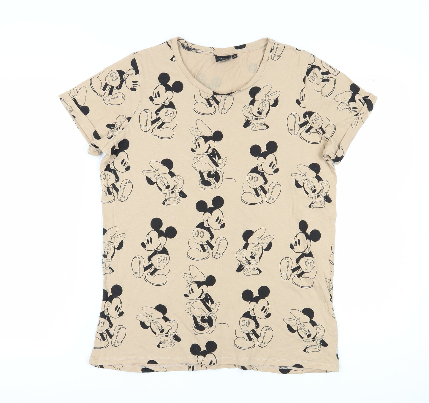 Womens UK Size 12 Disney Beige Basic T-Shirt