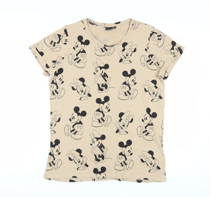 Womens UK Size 12 Disney Beige Basic T-Shirt