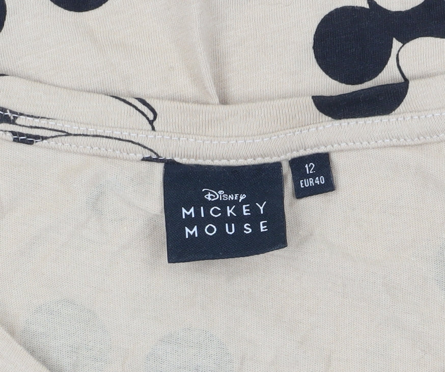 Womens UK Size 12 Disney Beige Basic T-Shirt