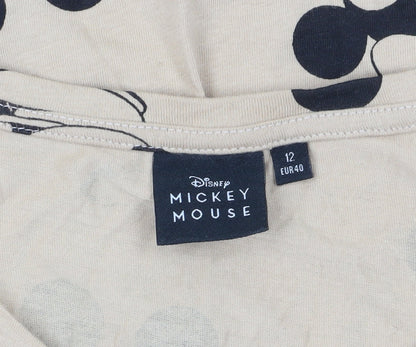Womens UK Size 12 Disney Beige Basic T-Shirt