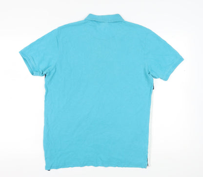 Pierre Cardin Men's Blue Colourblock Polo L