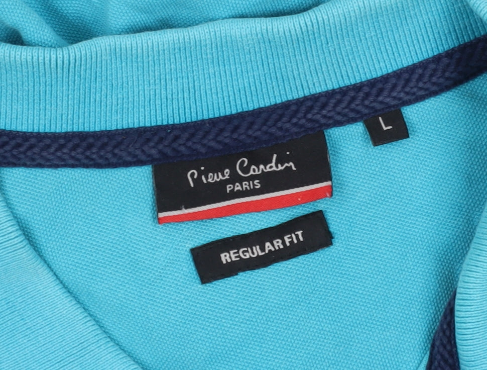 Pierre Cardin Men's Blue Colourblock Polo L