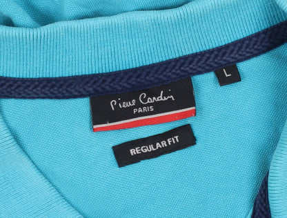 Pierre Cardin Men's Blue Colourblock Polo L