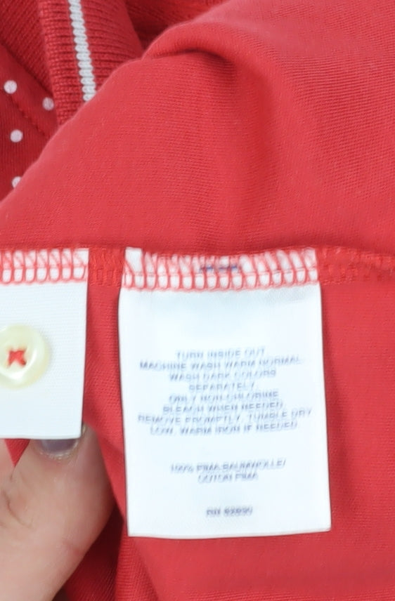 Lands' End Women's Red Polka Dot Polo Shirt, Size S, Casual Wear