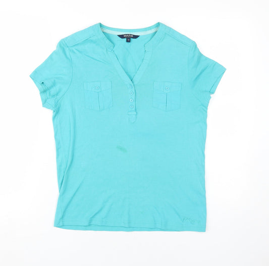 Maine New England Women's Blue Henley T-Shirt Size 14