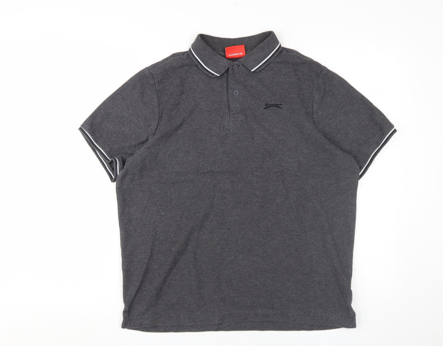 Slazenger Men's Grey Polo, L, Short Sleeve, Casual Wear