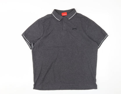 Slazenger Men's Grey Polo, L, Short Sleeve, Casual Wear