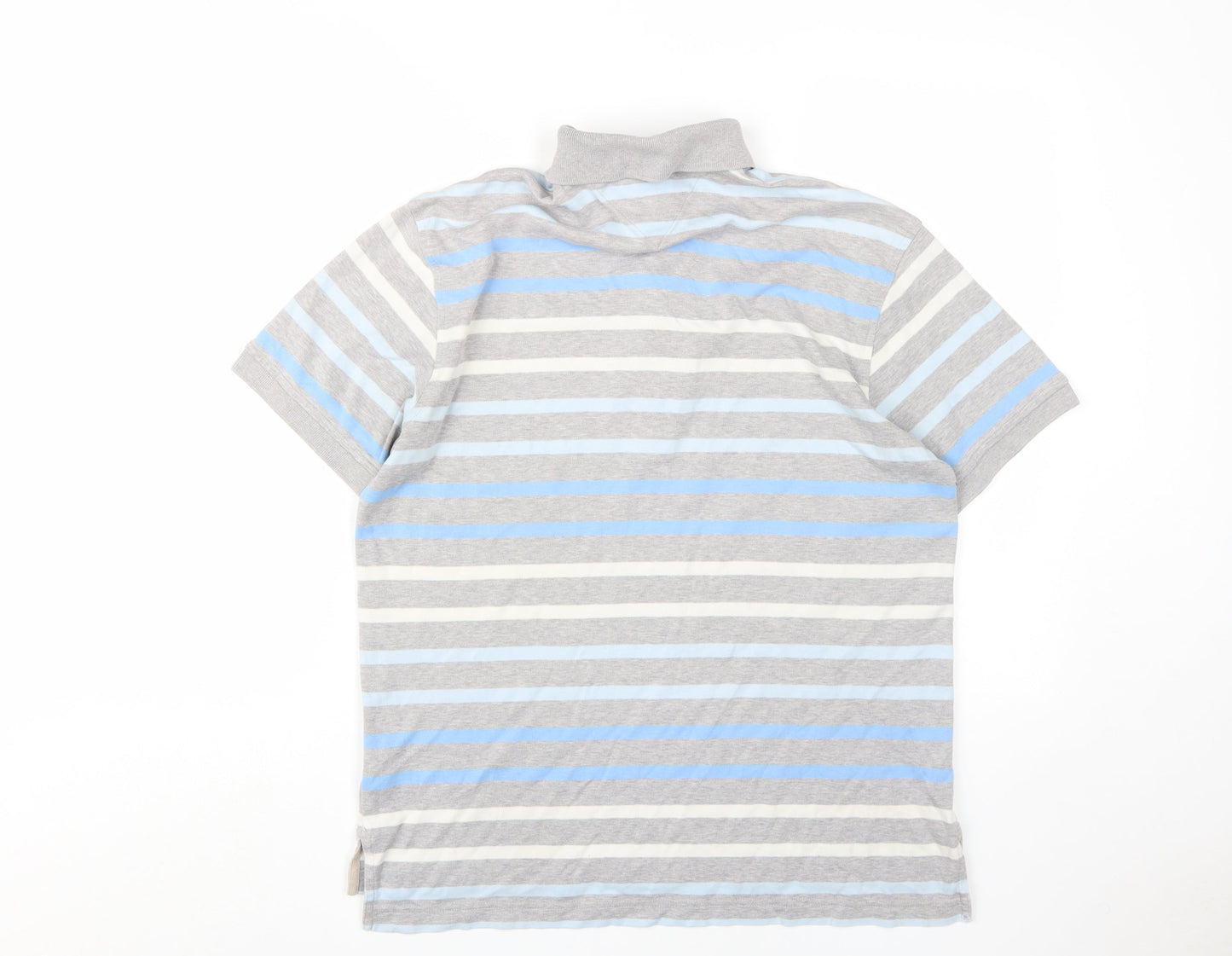 Tommy Hilfiger Men's Grey Stripe Polo Shirt Small