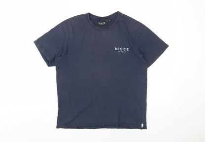 Nicce Men's Blue XS Cotton Crew Neck T-Shirt