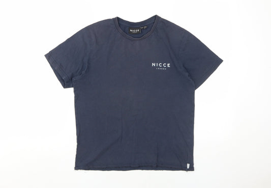 Nicce Men's Blue XS Cotton Crew Neck T-Shirt