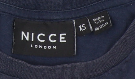 Nicce Men's Blue XS Cotton Crew Neck T-Shirt