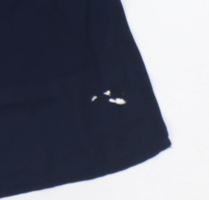 Saks Fifth Avenue Women's Blue V-Neck Button-Up Shirt M