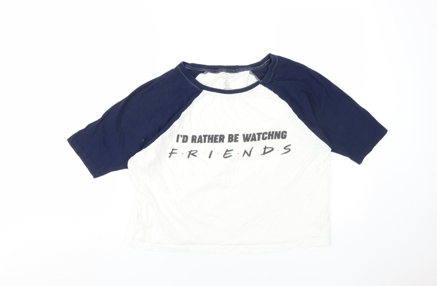 Unisex Adults UK Size M Friends Multicoloured Ringer T-Shirt