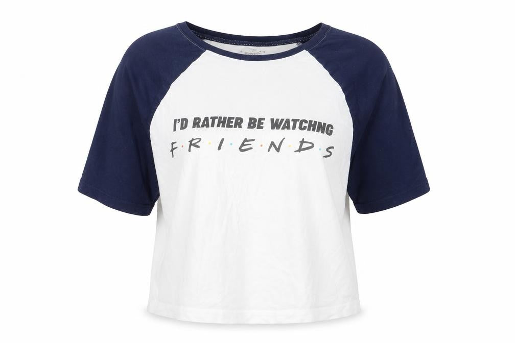 Front view of Friends unisex ringer t-shirt, m, 3/4 sleeve