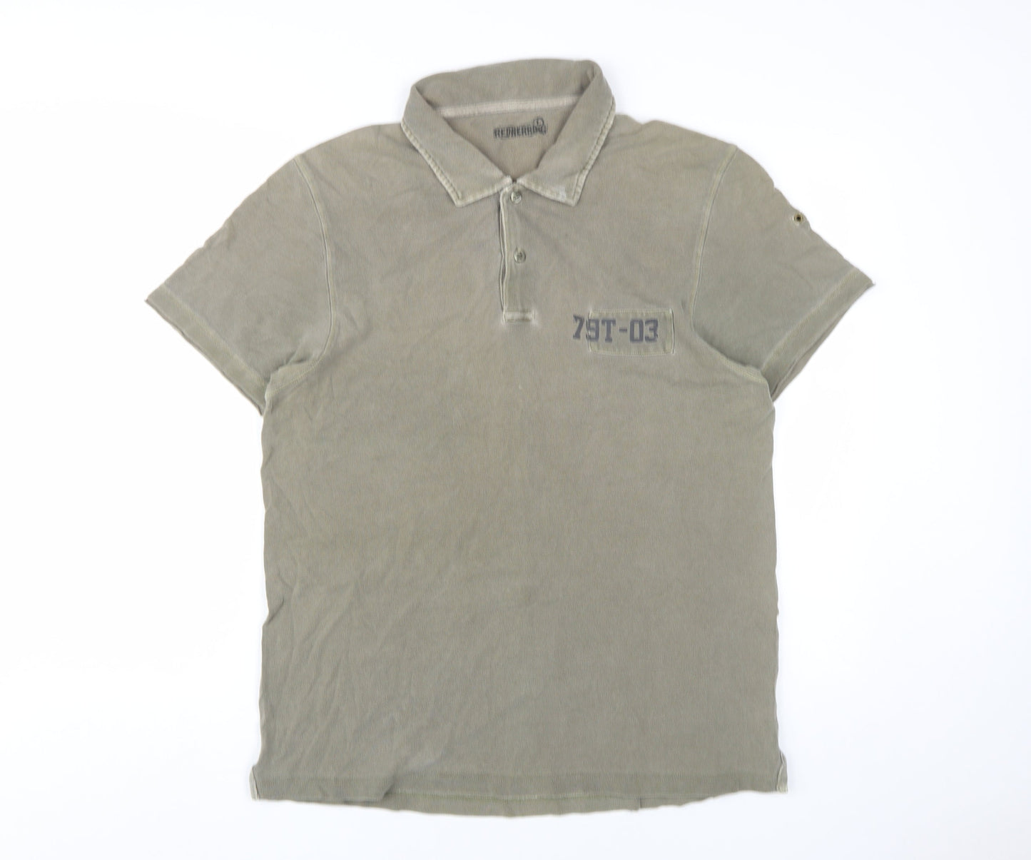 Red Herring Men's Beige Polo Shirt, Size M, Short Sleeve