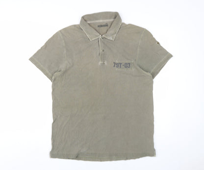 Red Herring Men's Beige Polo Shirt, Size M, Short Sleeve