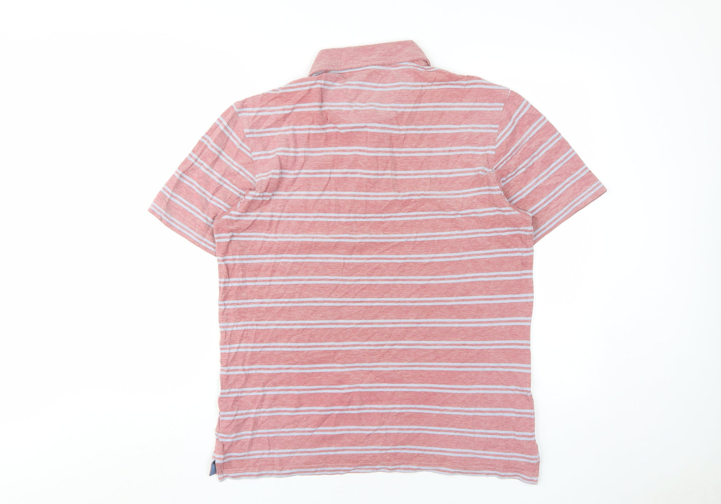 Marks and Spencer Men's Red Striped Polo - Medium