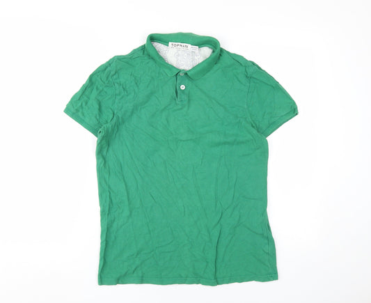 Topman Men's Green M Polo Shirt Regular Fit