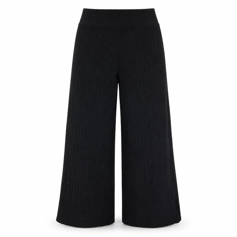 Womens UK Size S Stradivarius Relaxed Fit Wide-Leg Black Trousers