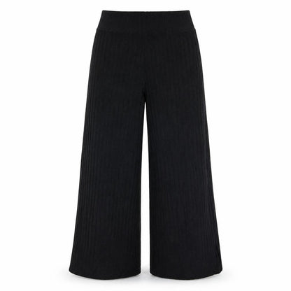 Womens UK Size S Stradivarius Relaxed Fit Wide-Leg Black Trousers
