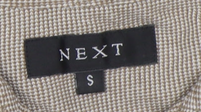 Next Men's Beige Polo Shirt Size S Regular Fit Short Sleeve