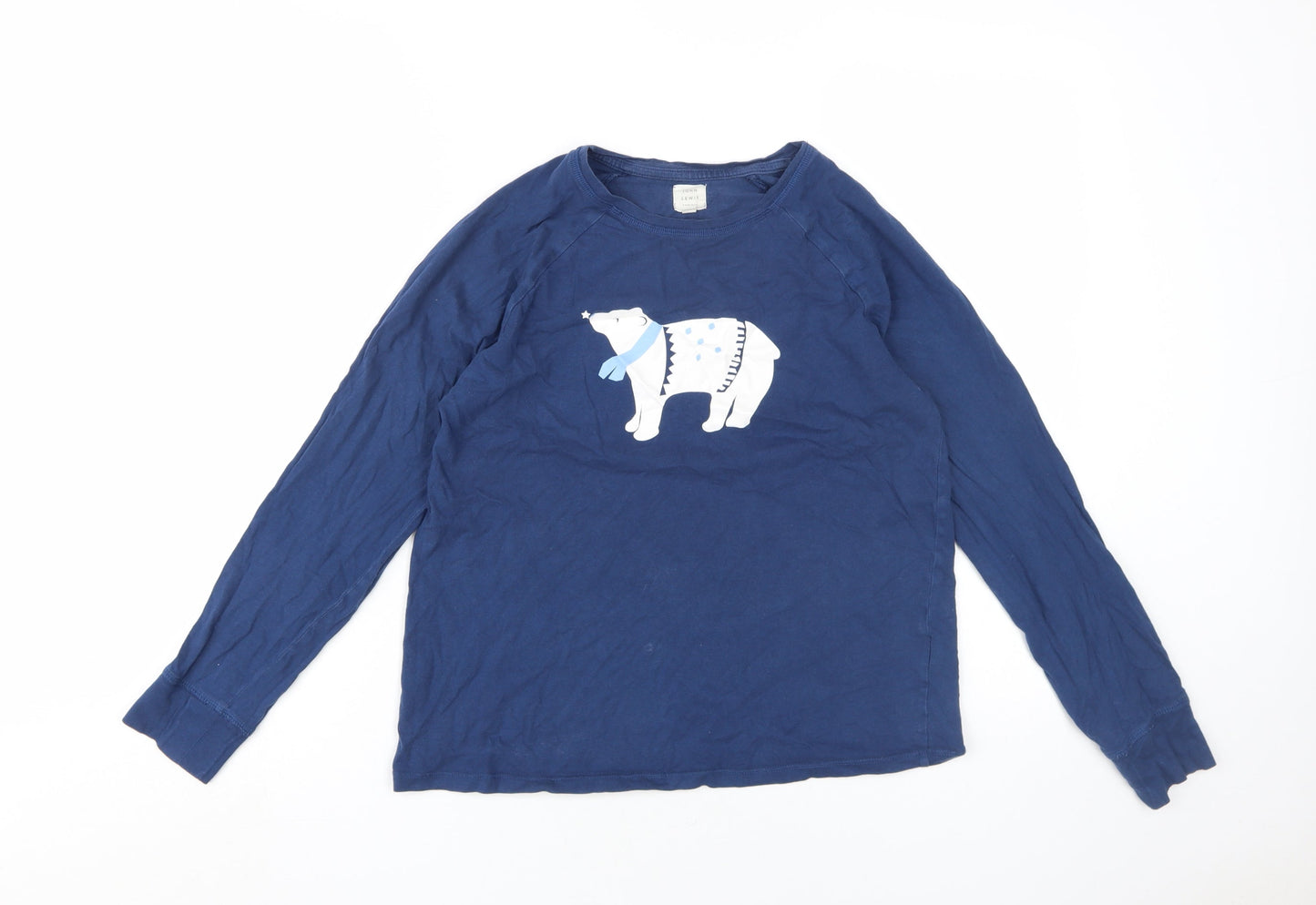 John Lewis Blue Pyjama Top, Size 8, Cotton, Animal Print