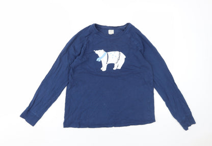 John Lewis Blue Pyjama Top, Size 8, Cotton, Animal Print