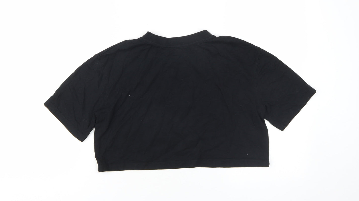 Womens UK Size 10 Zara Black Cropped T-Shirt