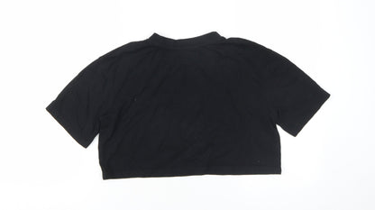Womens UK Size 10 Zara Black Cropped T-Shirt